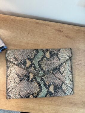 Rebecca minkoff Snake-Print Envelope Clutch - Neutral Multi